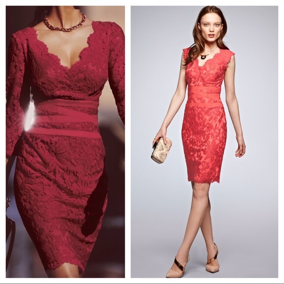 🌟HP🌟 Tadashi Shoji Cranberry Embroidered Dress - Picture 2 of 8